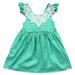 Little Girl Dress Kids Ruffle Sleeve Lace Party Birthday Flower Girl Dress Green 2T XS (400404)