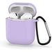 Airpods 2 Case Protective Airpods Cover Soft Silicone Chargeable Case Protective Silicone Skin Cover Case Earphone Sleeve Airpods Headphone Shockproof Case Anti-Lost Carabiner (Purple)