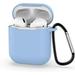 Airpods 2 Case Protective Airpods Cover Soft Silicone Chargeable Case Protective Silicone Skin Cover Case Earphone Sleeve Airpods Headphone Shockproof Case Anti-Lost Carabiner (Light Blue)