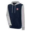 Men's Antigua Navy/Gray Denver Broncos Throwback Logo Victory Colorblock Pullover Hoodie