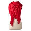 Women's Red Alpine Cashmere Pom-Pom Triangle Wrap - Cardinal