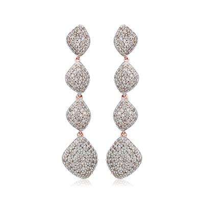 Rose Gold Nura Teardrop Long Cocktail Earrings Diamond