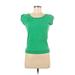 DKNY Short Sleeve T-Shirt: Green Tops - Women's Size P