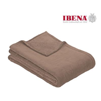 Wohndecke IBENA "Uni Fleecedecke Olbia", grau (taupe), B:130cm L:180cm, Wohndecken, einfarbig schick, Kuscheldecke Image