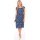 Brands - Klass Printed Pleat Short Sleeve Dress French Blue/Cerise Women's