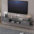 Warooma Floating TV Stand Wall Mounted TV Shelf Entertainment Center, Floating TV Shelf Cabinet For Storage Unit Audio/Video Console Cable Box Media Console (Color : Grey, Size : 100x22x18.4cm)