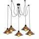 Modern 5 Head Pendant Light Ceiling Fitting | Cone Light Shade Spider Lamp | 5 Arm Semi Flush Mount Ceiling Spider Light | E27 2m Adjustable Black Cluster Pendant Light Fittings