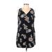 Old Navy Casual Dress - Mini V-Neck Sleeveless: Black Floral Dresses - Women's Size Large