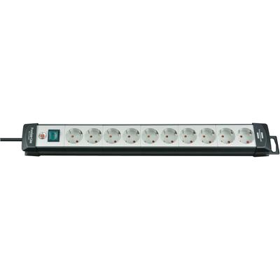Steckdosenleiste BRENNENSTUHL "Premium-Line", schwarz (schwarz, lichtgrau), B:9cm H:59cm T:6,7cm, Steckdosenleisten, mit Schalter