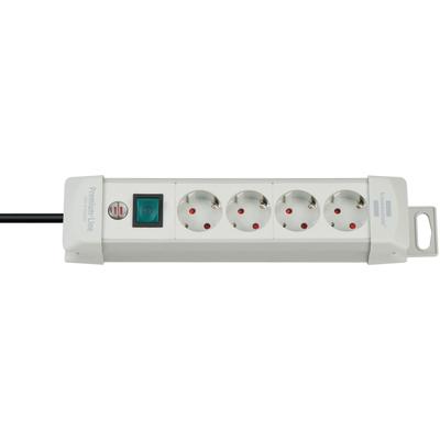 Steckdosenleiste BRENNENSTUHL "Premium-Line", grau (lichtgrau), B:9cm H:32cm T:6,7cm, Steckdosenleisten, mit Schalter