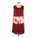 Umgee Casual Dress - Mini Scoop Neck Sleeveless: Burgundy Color Block Dresses - Women's Size Medium