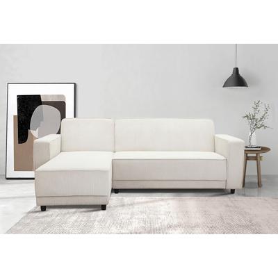 Ecksofa DOREL HOME "Allie Schlafsofa 230 cm mit Relaxfunktion in der Rückenlehne", beige (creme), B:230cm H:82cm T:154cm, 100% Polyester, Sofas, Schlaffunktion (108/194,5cm), trendiger Cord o. pflegeleichter Velours Image