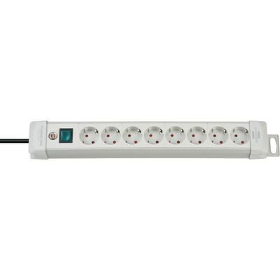 Steckdosenleiste BRENNENSTUHL "Premium-Line", grau (lichtgrau), B:9cm H:50cm T:6,7cm, Steckdosenleisten, mit Schalter