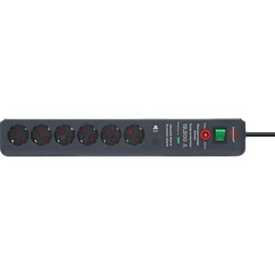 Steckdosenleiste BRENNENSTUHL "Secure-Tec", grau (anthrazit), B:10,5cm H:48,5cm T:6,5cm, Steckdosenleisten, mit Überspannungsschutz, akustischem Warnsignal, und Schalter