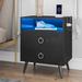 Ivy Bronx Manufactured Wood Nightstand w/ Charging Station & Multi-Colors RGB LED Light Wood in Black | 27.16 H x 21.65 W x 17.71 D in | Wayfair