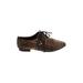 Luiza Perea Flats: Oxfords Chunky Heel Boho Chic Brown Shoes - Women's Size 38 - Almond Toe