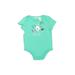 First Impressions Short Sleeve Onesie: Green Solid Bottoms - Size 6-9 Month