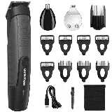 ConairMAN Lithium-ion Battery Powered All In One Trimmer 16 Total Pieces 3 Heads for Beard Nose and Touch-ups No Slip Grip GMT1800