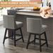 2 PCS Upholstered Swivel Bar Stools,Fabric High Back Counter Stools with Ergonomic Design and Wood Frame
