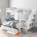 Stairway Twin-Over-Full Bunk Bed with Drawer, Storage and Guard Rail for Bedroom, Dorm, for Adults