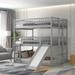 Full-Over-Full-Over-Full Bunk Bed with Built-in Ladder and Slide, Wooden Triple Bunk Bed with Guardrails