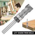 Eummy Flush Trim Router Bit 1/4 shank Solid Carbide Trim Router Bits Metal Top Bearing Compression Up Down Spiral Router Bit for Fibreboard Solid Wood Plywood