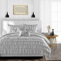Twin/Twin XL Size Egyptian Cotton 1000 Thread Count Duvet Cover Multi Ruffle Ultra Soft & Breathable 3 Piece Luxury Soft Wrinkle Free Cooling Sheet (1 Duvet Cover with 2 Pillowcases Light Grey)