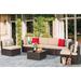 Walsunny 7 Pieces Patio Furniture Sets Outdoor All-Weather Sectional Patio Sofa Set PE Rattan Manual Weaving Wicker Patio Conversation Set Beige