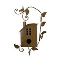 RnemiTe-amo Country Cottage Bird House Stakes for Outside Baroque Cottage Bird House Stake for Outside with Poleï¼ŒDistressed Teal Metal Birdhouse with Pole Stand Decorative Outdoor Yard Art