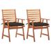 Dcenta Patio Dining Chairs 2 pcs with Cushions Solid Acacia Wood