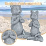 Resin Cat garden statues for outside Cat statues Outdoor statues on clearance Monitor Ornament Statue Meditation Decoration Cat Buddha Cat Outdoor Sculpture Garden Decoration & Hangs