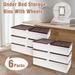 Storage Bins for UnderBed 6 PACK Rolling Plastic Organizers for Closet Storage Stackable Storage Boxes W/Lids Portable with Handles for Clothes Toys White Under Bed Storage Containers
