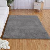 Rug Indoor Shag Area Rug for Living Room Fluffy Rug Bedroom Shag Area Rug Non-Slip Washable Carpet Solid Black Area Rug Throw Rugs for Dining Room Dorm Grey 8 x 10