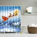 LICHENGTAI Christmas Shower Curtain Washable Durable Waterproof Decoration Home Bathroom Creative Printing for Party Backdrop Room Divider Curtain Closet Curtain Gift giving in the snow 120cmx180cm