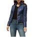 Winter Savings Clearance! Kukoosong Womens Leather Jacket Shacket Jacket Plus Size Faux Motorcycle Plain Zip up Short Coat with Pocket Long Sleeve Casual Collar Outerwear Tops Blue L