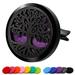 RoyAroma 30mm Car Aromatherapy Essential Oil Diffuser Stainless Steel Locket with Vent Clip 12 Felt Pads-Tree of Life Black