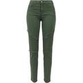 Bequeme Jeans URBAN CLASSICS "Damen Ladies Stretch Biker Pants" Gr. 27, Normalgrößen, grün (olive) Damen Jeans