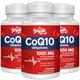 CoQ10 with L-Glutathione 1000mg Capsules - 100% Fermented Coq10 Supplement (3 Pack), High Absorption, Super Strength Coenzyme Q10, Antioxidant Supplements, Soy-Free, Glute-Free, Non-GMO, Vegan