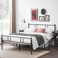 H.J WeDoo Double Metal Bed Frame 4ft 6 Beds with Strong Headboard and Footboard for Kids Adults Guest Fits 135 * 190 cm Mattress - Black