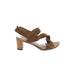 Stuart Weitzman Heels: Tan Print Shoes - Women's Size 8 1/2 - Open Toe