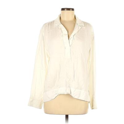 Saks Fifth Avenue Long Sleeve Blouse: Ivory Solid Tops - Women's Size Medium