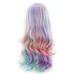 KAGAYD Role Play Wig Color Red Gradient Long Curl Wig Daily Split Rainbow Ice Cream Long Curl Hair High Temperature Silk