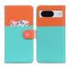 Feishell Cute Animal Pattern Wallet Phone Case for Google Pixel 8 Color Matching PU Leather Shockproof Magnetic Flip Stand Credit Card Slots Slim Phone Case with Wrist Strap Skyblue