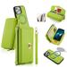 ELEHOLD Wallet Phone Bag with Case for iPhone 8 Plus/7 Plus Large Capacity Multi-Functional Case with Card Holders Zipper Purse Wriststrap Crossbody Shoulder Strap Handbag Case for Women Girls green