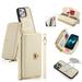 ELEHOLD Wallet Phone Bag with Case for iPhone 15 Pro Large Capacity Multi-Functional Case with Card Holders Zipper Purse Wriststrap Crossbody Shoulder Strap Handbag Case for Women Girls beige