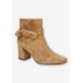 Wide Width Women's Felicity Bootie by Bella Vita in Cognac Suede Leather (Size 12 W)