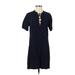 Madewell Casual Dress - Shift Plunge Short sleeves: Blue Print Dresses - Women's Size X-Small