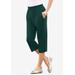 Plus Size Women's Soft Knit Capri Pant by Roaman's in Emerald Green (Size 4X)