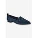 Extra Wide Width Women's Alessi Casual Flat by Bella Vita in Navy Suede Leather (Size 7 WW)