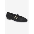 Wide Width Women's Davenport Casual Flat by Bella Vita in Black Suede Leather (Size 9 W)